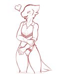  &lt;3 5_fingers ^_^ anthro avian blush clothed clothing eyebrows eyes_closed front_view laefa_padlo line_art monochrome open_mouth open_smile partially_clothed portrait qualzar red_and_white simple_background smile solo standing teeth three-quarter_portrait white_background 