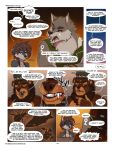  blue_eyes brown_hair clothed clothing comic dialogue female fluff-kevlar hair male mammal sweat tala_(fluff-kevlar) tribal ursine 