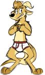  antelope barefoot briefs brown_hair clothed clothing facial_hair goatee goronic hair kangalope kangaroo male mammal marsupial navel rocky_rhodes_(goronic) solo tighty_whities topless underwear white_underwear 