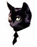  animalization black_cat business_suit cat cat_focus clothed_animal commentary english_commentary formal highres ilya_kuvshinov looking_at_viewer necktie no_humans original suit white_background 