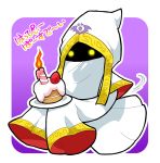  2018 ambiguous_gender cake candle clothed clothing fire food glowing glowing_eyes humanoid hyness_(kirby) japanese_text kageyama kirby_(series) nintendo not_furry solo text translated video_games 