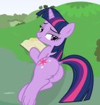  2015 butt equine female feral friendship_is_magic fur hair hi_res horn mammal multicolored_hair my_little_pony purple_fur purple_hair pussy shutterflyeqd solo twilight_sparkle_(mlp) two_tone_hair unicorn 