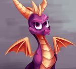  dragon feral horn looking_at_viewer male nude purple_eyes purple_skin scalie sitting smile solo spyro spyro_the_dragon video_games western_dragon wings ziryuu 