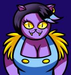  breasts catty_(undertale) cleavage clothed clothing feline fur hair mammal nickanater1 piercing purple_fur undertale video_games 