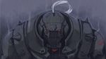  animated animated_gif armor commentary english_commentary flamel_symbol full_armor fullmetal_alchemist glowing glowing_eyes grey_background helmet lowres male_focus rain red_eyes simple_background solo standing upper_body 