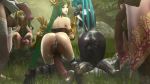  16:9 3d_(artwork) animal_genitalia animal_penis balls big_penis boots butt clothing cum deity dickgirl digital_media_(artwork) equine_penis erection footwear green_hair hair humanoid intersex kid_icarus linkle mitrild-sfm nintendo not_furry palutena penis penis_backwards the_legend_of_zelda video_games 