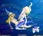  2017 abstract_background anthro anthrofied blonde_hair blush boots breasts clothing crossover dark_magician_girl exposed_breasts female female/female footwear hair hand_on_thigh hat human human_on_anthro interspecies mammal musical_note navel nintendo nude open_mouth open_smile panties panties_aside pok&eacute;mon pok&eacute;mon_(species) primarina pubes raised_leg sex smile spread_legs spreading tribadism underwear underwear_aside urielmanx7 video_games yu-gi-oh 