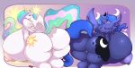  2015 anthro anthrofied areola big_breasts big_butt breasts butt duo equine erect_nipples feathered_wings feathers female friendship_is_magic horn huge_breasts huge_butt hyper hyper_breasts jaeh mammal my_little_pony nipples nude overweight princess_celestia_(mlp) princess_luna_(mlp) pussy winged_unicorn wings 