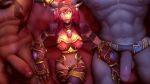  3d_(artwork) alexstrasza animal_humanoid armor breasts clothed clothing digital_media_(artwork) dragon dragon_humanoid female glowing glowing_eyes group group_sex hair horn humanoid leeterr long_eyebrows looking_at_viewer nude penis sex sitting threesome video_games warcraft 