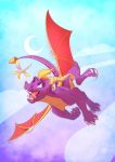  2018 ambiguous_gender arthropod claws day detailed_background digital_media_(artwork) dragon duo feral flying horn insect kyander male membranous_wings open_mouth outside sky smile spyro spyro_the_dragon teeth tongue video_games wings 