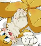  2018 anus balls blush canine clothing cub cum cum_on_balls fox fur gloves half-closed_eyes legs_up mammal miles_prower open_mouth penis sonic_(series) thick_thighs unknown_aritst yellow_fur young 