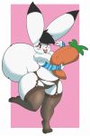  arm_warmers armwear carrot chest_tuft clothing eyewear female food glasses lagomorph legwear mammal nylon plushie rabbit red_eyes smile solo stockings stormdragonblue thick_thighs tuft vegetable wide_hips 