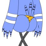  2013 alpha_channel anthro avian big_butt bird blue_jay bubble_butt butt cartoon_network clothing corvid kol98 male mordecai_(regular_show) rear_view regular_show simple_background solo speedo swimsuit thong transparent_background 