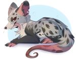  2018 digital_media_(artwork) feral fur grey_fur mammal marsupial nitani opossum red_eyes simple_background solo 