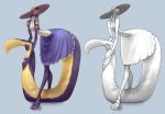  2015 anthro big_tail clothed clothing cornflakes_(character) derek_hetrick female hat hi_res holding_tail long_tail reptile scalie sea_snake simple_background small_waist snake solo thick_tail 