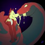  &lt;3 blue_eyes canine coiling duo goo goo_creature hypnosis male mammal mind_control open_mouth reptile rip_k scalie snake transformation yellow_eyes 