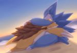  alolan_sandslash blush claws cuddling duo eyes_closed feral kajinchu nintendo outside pok&eacute;mon pok&eacute;mon_(species) regional_variant sand sandslash smile sunset video_games water 