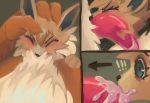  ! ambiguous_gender anthro anthro_on_anthro anthrofied arcanine arrow blush canine close-up comic cum cum_in_mouth cum_inside cum_on_face cum_on_penis deep_throat dialogue eevee english_text eyes_closed fellatio grimart hand_on_head internal long_ears male male/ambiguous mammal nintendo nude open_mouth oral orgasm penis pok&eacute;mon pok&eacute;mon_(species) sex size_difference sucking tapering_penis teal_eyes text video_games 