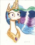  crown equine female feral friendship_is_magic hair horn looking_at_viewer mammal my_little_pony plainoasis princess_celestia_(mlp) simple_background solo tongue tongue_out traditional_media_(artwork) unicorn watercolor_(artwork) white_background 