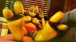  16:9 3d_(artwork) animatronic anthro avian bird breasts chappey chicken clothed clothing digital_media_(artwork) feet female five_nights_at_freddy&#039;s five_nights_at_freddy&#039;s_2 foot_focus glowing glowing_eyes lying machine nipples nude on_back robot solo source_filmmaker topless toy_chica_(fnaf) v_sign video_games yellow_nipples 