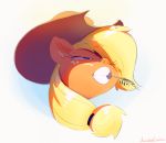  applejack_(mlp) blonde_hair cowboy_hat digital_media_(artwork) earth_pony equine eyebrows female feral friendship_is_magic hair hat horse mammal musikalgenius my_little_pony pony solo teeth 