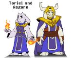  absolutedream asgore_dreemurr beard boss_monster caprine english_text facial_hair fangs fire fur horn long_ears mammal text toriel undertale video_games white_fur 