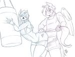  2018 anthro duo equine fan_character female horse male male/female mammal monochrome my_little_pony pegasus pony punching_bag sex sketch wings zwitterkitsune 