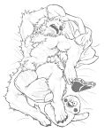  2018 abs absurd_res anthro bed biceps canine clothing digital_media_(artwork) eyes_closed fur hi_res kemono male mammal muscular muscular_male pecs pillow simple_background sketch tupidwithouts underwear 