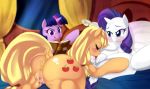  2013 anus applejack_(mlp) bed blush book cunnilingus cutie_mark dock duo_focus earth_pony equine eyes_closed female female/female feral feral_on_feral freckles freedomthai friendship_is_magic fur group hair horn horse inside licking licking_lips lying mammal multicolored_hair my_little_pony on_back on_bed on_front oral orange_fur pony purple_hair pussy pussy_juice raised_tail rarity_(mlp) sex spread_legs spreading tongue tongue_out twilight_sparkle_(mlp) two_tone_hair unicorn vaginal white_fur 