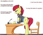 2013 amber_eyes apple_bloom_(mlp) bottomless chair clothed clothing cutie_mark deck_(disambiguation) earth_pony english_text equine female feral freckles friendship_is_magic hair horse madhotaru mammal my_little_pony pony puddle pussy pussy_juice red_hair simple_background solo tears text white_background 