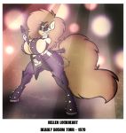  2016 anthro anthrofied between_breasts big_breasts boots breasts brown_hair chain cleavage clothed clothing earth_pony equine eyeshadow fan_character female footwear guitar hair hellen_lockheart hi_res horse makeup mammal musical_instrument my_little_pony playing_guitar playing_music polaroid pony solo spikes stunnerpony tail_wraps wraps 