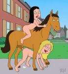  american_dad animal_genitalia animal_penis astrohamus bestiality black_hair blonde_hair breasts butt equine equine_penis female female_on_feral feral francine_smith hair hayley_smith horse human human_on_feral interspecies male male/female mammal penis pussy well_i&#039;ll_be_a_son_of_a_bitch 