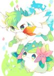  bad_id bad_twitter_id blush closed_mouth commentary_request gen_4_pokemon grass green_eyes nekotorina no_humans pokemon pokemon_(creature) red_scarf scarf shaymin smile 