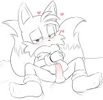  &lt;3 anthro balls blush canine clothing erection fox gloves hearlesssoul hi_res male mammal miles_prower penis pillow solo sonic_(series) video_games 