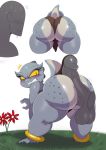  2018 balls bent_over big_butt blush butt female hot_dogging human kobold looking_back male male/female mammal penis short_stack simple_background sssonic2 sweat teeth white_background yellow_eyes 