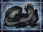  2018 anus claws digital_media_(artwork) dragon drerika female feral horn lying nachtschwinge on_side pussy scalie solo tongue watermark wings 