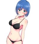  alternate_breast_size aqua_eyes arms_behind_back bangs bare_arms bare_shoulders baretto_(karasi07) bikini blue_hair blush body_blush breasts cleavage closed_mouth collarbone cowboy_shot darling_in_the_franxx dutch_angle eyebrows_visible_through_hair groin hair_ornament hairclip highres ichigo_(darling_in_the_franxx) medium_breasts navel shiny shiny_hair short_hair simple_background solo standing stomach string_bikini swimsuit thigh_gap white_background 