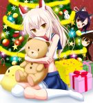  :d animal_ears ayanami_(azur_lane) azur_lane black_hair box christmas_tree commentary_request doll_hug gift gift_box hat headgear insider_(pix_insider) long_hair looking_at_viewer multiple_girls nowaki_(azur_lane) open_mouth peeking_out pleated_skirt ponytail red_eyes santa_hat school_uniform serafuku shigure_(azur_lane) silver_hair sitting skirt smile stuffed_animal stuffed_chicken stuffed_toy teddy_bear wariza wolf_ears yellow_eyes 