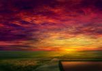  cloudy_sky commentary_request fence field highres horizon mks no_humans original outdoors overcast red_sky scenery sky sunset 
