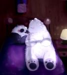  bear bed blush cartoon_network duo ice_bear inside kissing male male/male mammal moonlight overweight panda panda_(wbb) polar_bear supine toragoru traditional_media_(artwork) watercolor_(artwork) we_bare_bears 