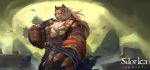  clothed clothing feline fur hair jewelry male mammal muscular official_art orange_fur pang_(character) sdorica_sunset solo tiger video_games white_fur white_hair 