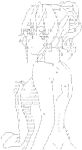  1girl ascii_art back bangs bare_back breasts from_behind greyscale large_breasts looking_at_viewer monochrome naked_towel nakiri_erina nude shokugeki_no_souma shoulder_blades sideboob simple_background solo towel upper_body wet white_background 