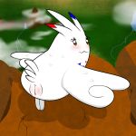  :3 avian blush clitoris cloud eyelashes feathers female feral joe123123123 looking_at_viewer looking_back mountain nintendo outside pok&eacute;mon pok&eacute;mon_(species) pussy rear_view solo togekiss video_games white_feathers 
