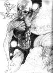  alien clothing dancing male monochrome pen_(artwork) pole pole_dancing sectoid solo traditional_media_(artwork) unknown_artist video_games x-com 