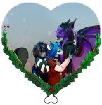  canine claws ear_piercing elvche feline female hearth holidays horn hug love male mammal piercing valentine&#039;s_day wings 