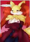  anthro blush breasts delphox dialogue english_text fan_character female mystie nintendo nipples nude pok&eacute;mon pok&eacute;mon_(species) pussy sad solo speech_bubble text video_games 