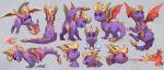  arthropod crying dragon dragonfly fire fire_breathing flying horn insect membranous_wings model_sheet purple_scales raised_tail rear_view scales sparx spyro spyro_the_dragon tears uzucake video_games wings 