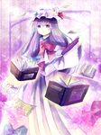  bad_id bad_pixiv_id book flying_paper hat ichitaro paper patchouli_knowledge purple_hair solo touhou 