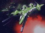  flying ghost_drone inui_(jt1116) macross macross_frontier macross_galaxy mecha no_humans space star v-9 variable_fighter vf-27 