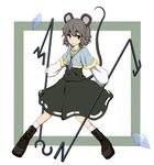 animal_ears grey_hair highres mouse_ears mouse_tail nazrin nogisaka_kushio red_eyes short_hair solo tail touhou 
